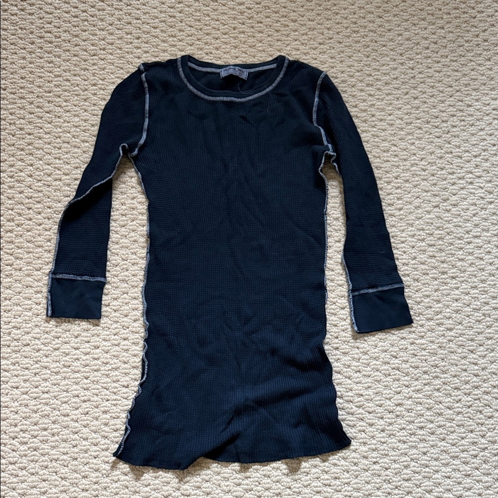 Michael Stars black thermal Knit Top with Contrast Stitching one size